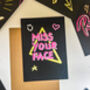 Miss Your Face Neon Greetings Card, thumbnail 3 of 3