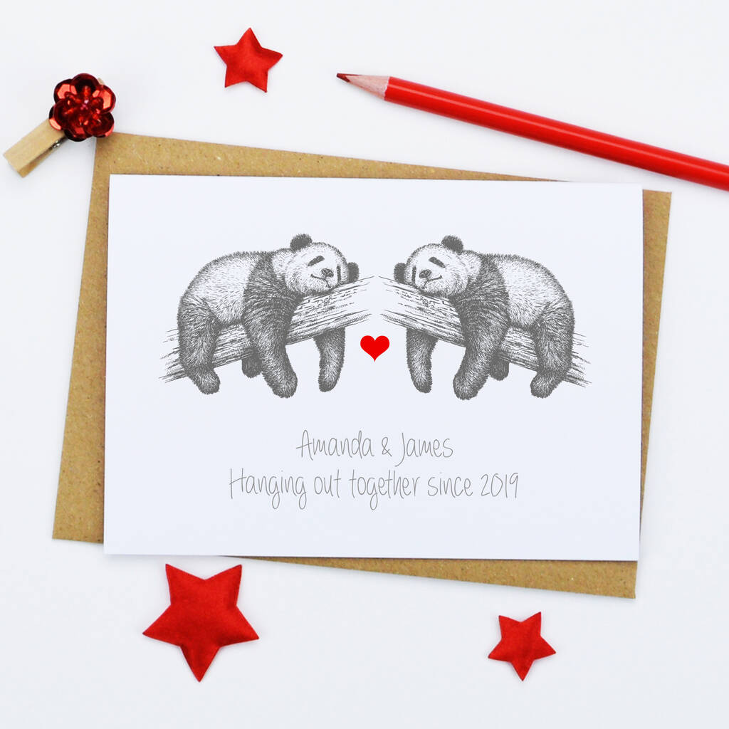 Personalised Panda Bears Wedding Anniversary Card