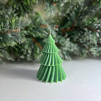 Geometric Christmas Tree Shape Soy Candle Festive Gifts, 4 of 9