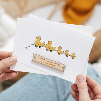 Personalised Family Duck New Baby Card, 2 of 4