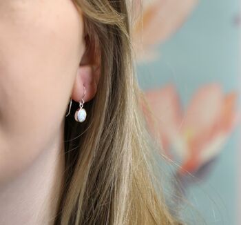 Sterling Silver White Opal Drop Earrings, 6 of 8