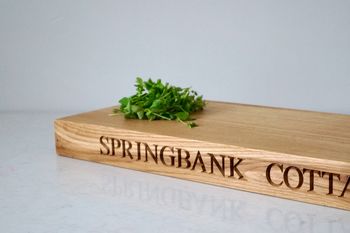 Large Natural Edge Oak Chopping Board Personalised, 5 of 5