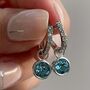 Sterling Silver Sparkly Crystal Charm Huggies March, thumbnail 7 of 8