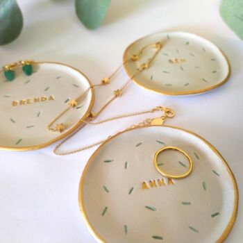 Personalised Handmade Green And Gold Ring Dish, 5 of 12