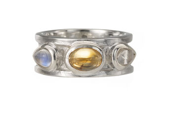 Sterling Silver Mixed Gemstone Drum Ring, 3 of 10