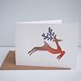 Handmade Watercolour Reindeer Christmas Card, thumbnail 1 of 6
