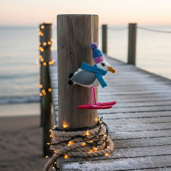 Handmade Felt Ski Gull Hanging Christmas Decoration, 2 of 3