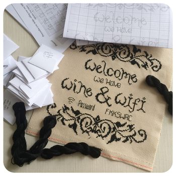 Wine And Wifi Cross Stitch Kit, 4 of 5