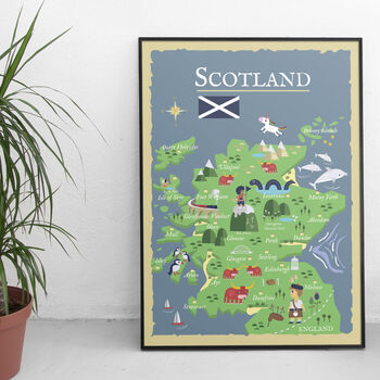 Illustrated Map Of Scotland Children's Print By Unwind Illustrations ...
