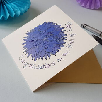 Personalised Dahlia Flower Embellished Card, 3 of 7