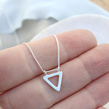 Silver Triangle Necklace. Geometric Pendant, 10 of 12