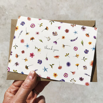 Pressed Wildflowers A6 Folded Thank You Cards And Envelopes, 2 of 11