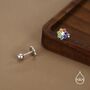 Sterling Silver Rainbow Flower 18 G Screw Back Earrings With Ball Backs, thumbnail 7 of 12