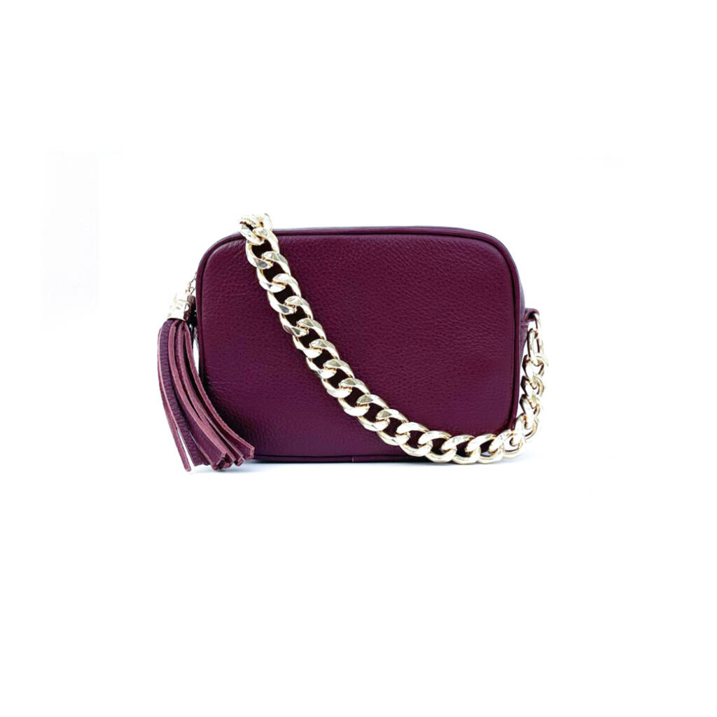 plum leather crossbody bag