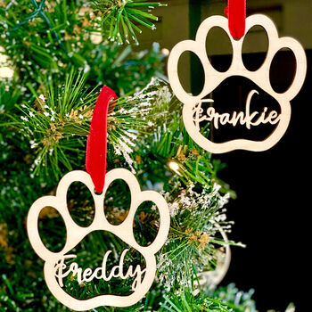 Personalised Dog Or Cat Christmas Tree Bauble, Memorial Ornament, Italian Wood Finish, 5 of 8