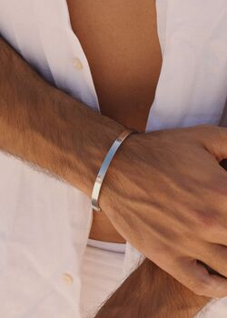 Silver 5mm Cuff Bracelet Adjustable Steel Minimal Gift, 5 of 8