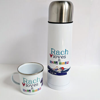 Personalised Swim Wild Flask And Mug Set, 10 of 12