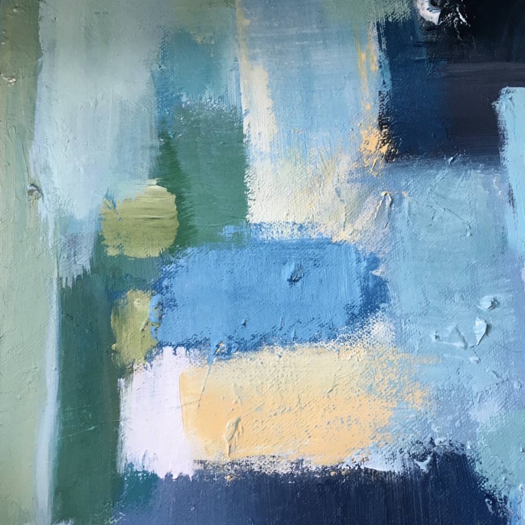 contemporary blue abstract canvas painting art by paintmehappy art