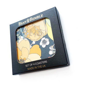 Floral Coasters Box Set Of Four Round Heat Resistant, 7 of 10