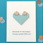 New Baby Twins Origami Heart Card, thumbnail 2 of 6