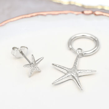 18ct Gold Plated Or Silver Mismatched Starfish Earrings, 2 of 6