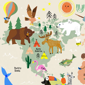 World Map Giclee Print Of Creatures Great And Small, 2 of 12