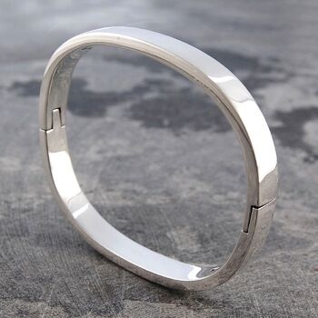 Chunky Sterling Silver Solid Oval Bangle, 2 of 5