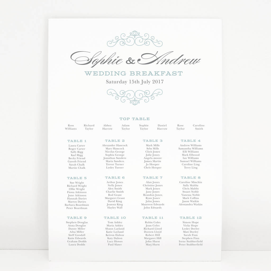 Eva Wedding Table Seating Plan By Project Pretty Eva Wedding Table Seating Plan