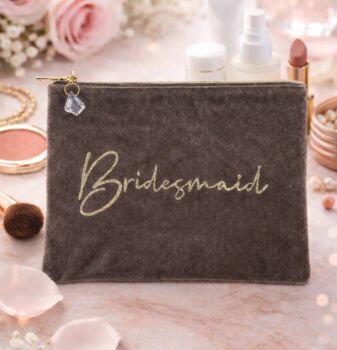 Velvet Feel Bridesmaid/Bride Bag With Glitter Font, 2 of 7