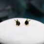 Extra Tiny Black Droplet Cz Stud Earrings, thumbnail 2 of 9