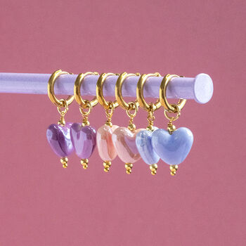 Mix And Match Glazed Heart Huggie Hoop Earrings, 6 of 8