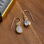 Gold Plated Moonstone Teardrop Earrings, thumbnail 3 of 5