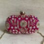 Hot Pink Raw Silk Oval Pearl Clutch Bag, thumbnail 6 of 10