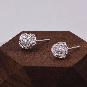 Yarn Ball Tumbleweed Wire Ball Stud Earrings, 2 of 10