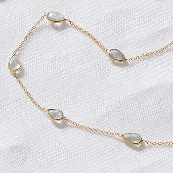 Aquamarine Teardrop 18k Gold Plated Silver Necklace, 3 of 10