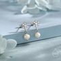 Sterling Silver Snowflake And Natural Pearl Stud Earrings, thumbnail 2 of 12