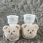 Taupe Ribbed Teddy Bear Baby Socks, thumbnail 7 of 7