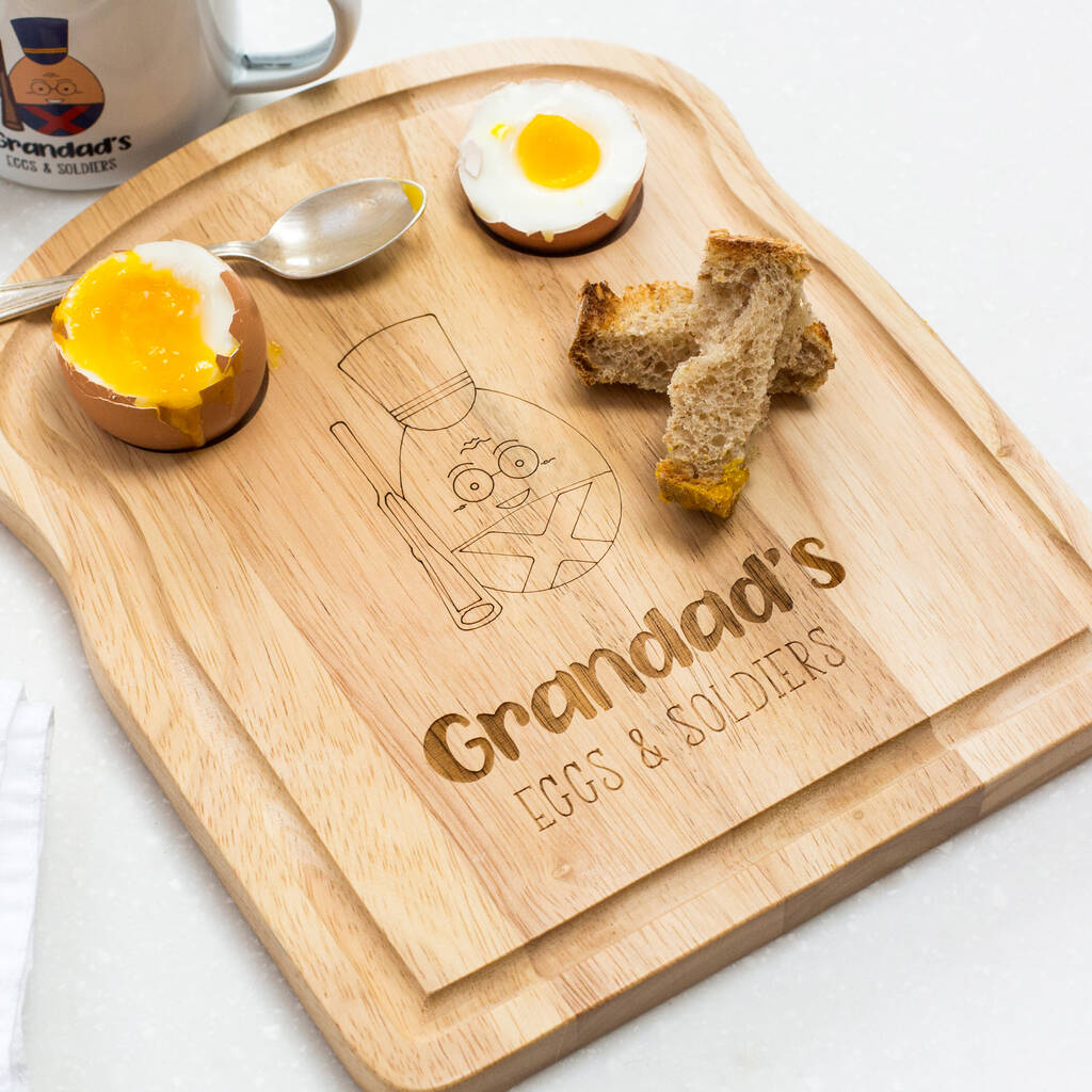 Personalised Egg And Soldiers Toast Chopping Board By The Gifting Knot