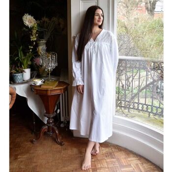Ladies White Nightdress With Broderie 'Penelope', 2 of 6