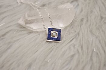 Lapis Lazuli And Opal 925 Silver Necklace Pendant, 5 of 12