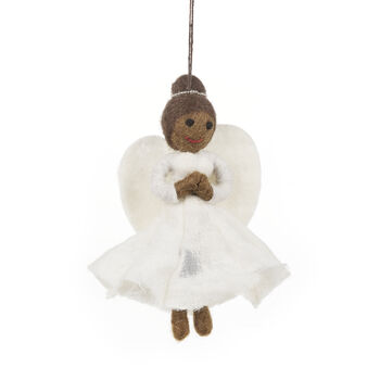 Christmas Black Angel Fair Trade Handmade Felt, 2 of 6