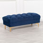 Ottoman Stool In Blue Velvet With Buttoned Design, thumbnail 1 of 2