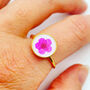 Forget Me Not Flower Adjustable Ring Hand Made Round, thumbnail 4 of 11