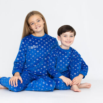 Personalised Matching Dad And Child Snowflake Soft Pyjamas, 10 of 12