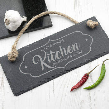 Personalised Our Kitchen Slate Hanging Sign, 5 of 5