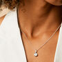 April Birthstone White Topaz Silver/Gold Charm Necklace, thumbnail 2 of 12