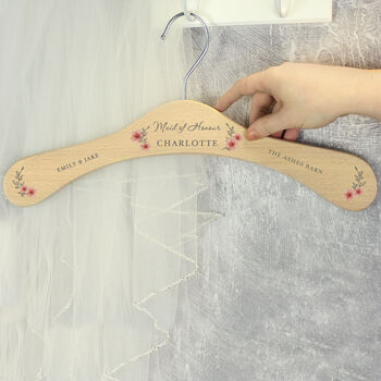 Wedding Dress Hanger Engraved Wood, 6 of 10