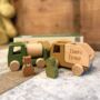 Personalised Construction Cars Wooden Gift Set For Baby, thumbnail 1 of 4