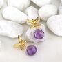 Gold Leaf And Amethyst/ Green Amethyst Earrings, thumbnail 8 of 9