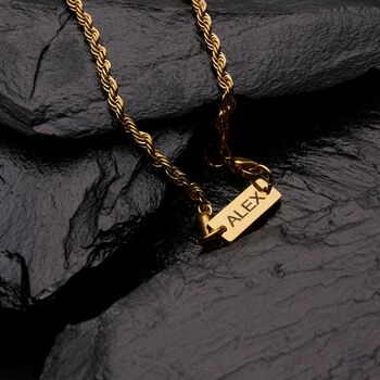 Gold Engravable 3mm Rope Bracelet Unisex, 9 of 12